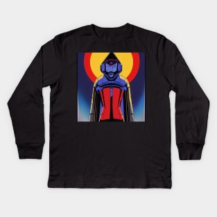 Vintage 80s Scifi Masked Person Kids Long Sleeve T-Shirt